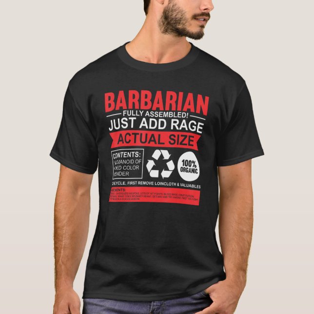 Funny Barbarian Role Play RPG Element Dice Gamers  T-Shirt (Front)