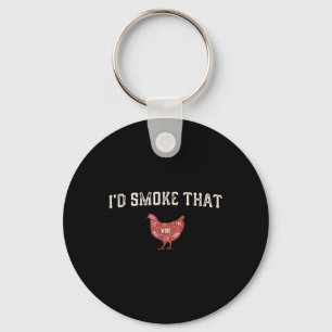 Funny Barbecue Chicken Graphic Women Men Meat Smok Keychain