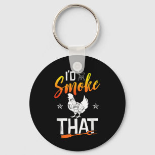 Funny Barbecue Chicken Graphic Women Men Meat Smok Keychain