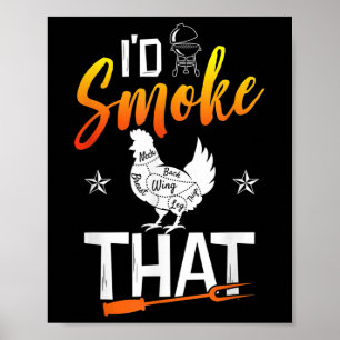 Funny Barbecue Chicken Graphic Women Men Meat Smok Poster
