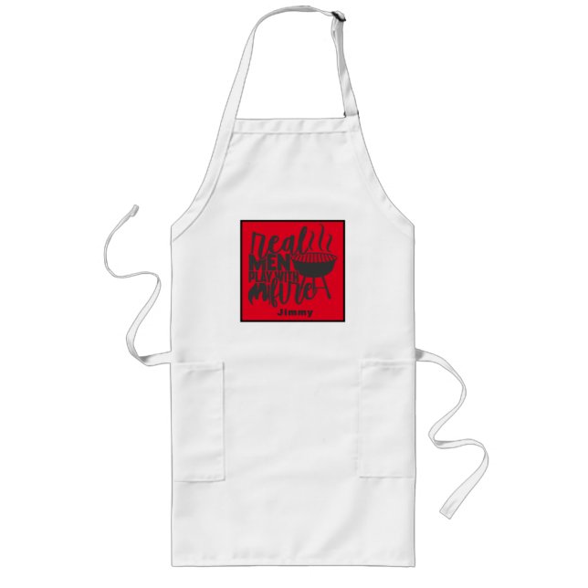 Funny Barbecue Grill Fire Humor Quote Personalize Long Apron (Front)