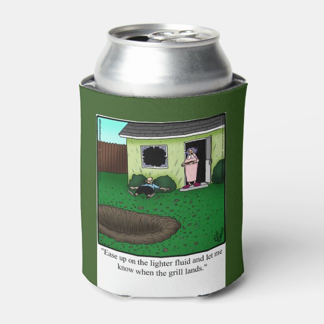 Funny Barbecue Humor Beer Can Cooler (Can Front)