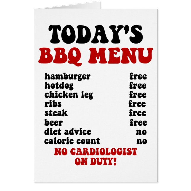 Funny Barbecue Menu Cards (Front)