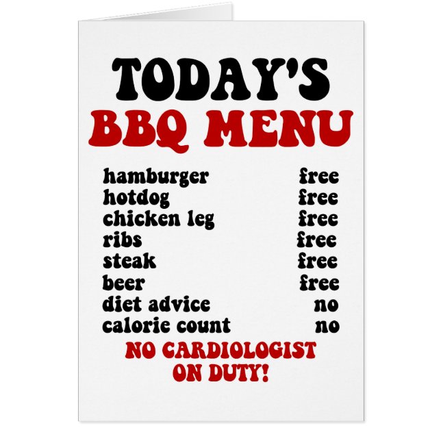 Funny Barbecue Menu Cards (Front)