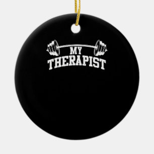 Funny Barbell Design For Men Women Weight Lifting Ceramic Ornament