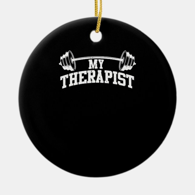 Funny Barbell Design For Men Women Weight Lifting Ceramic Ornament (Front)