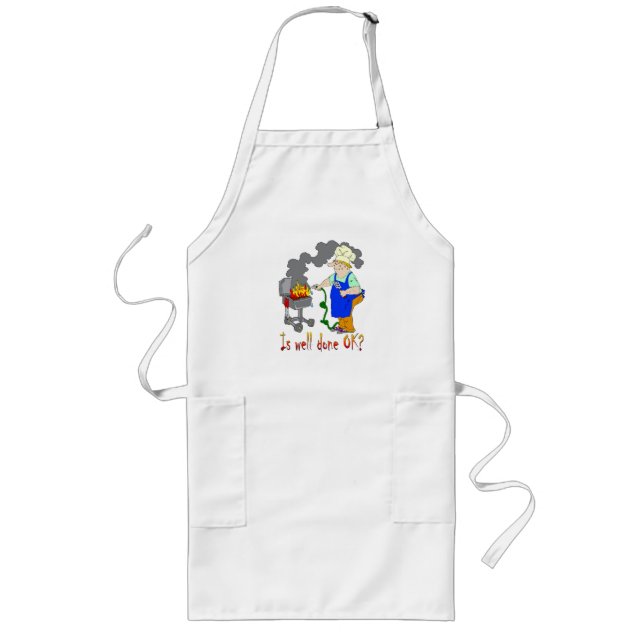 Funny Barbeque Design - Is Well Done OK? Long Apron (Front)