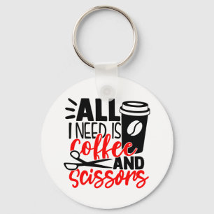 Funny Barber Coffee Beauty Salon Hair Stylist Keychain