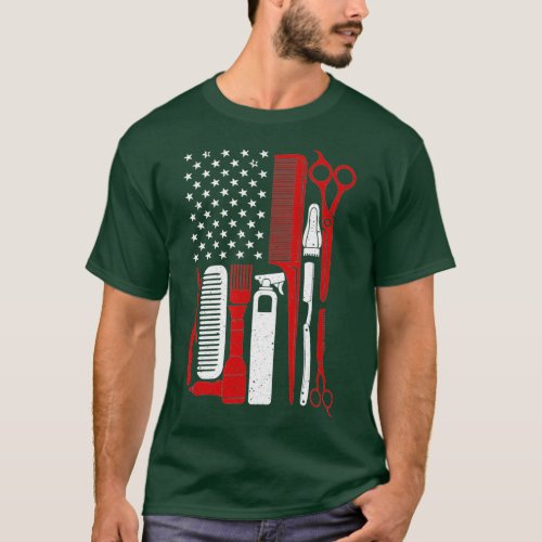 Funny Barber Gift For Men Cool Hairstylist Flag T_Shirt