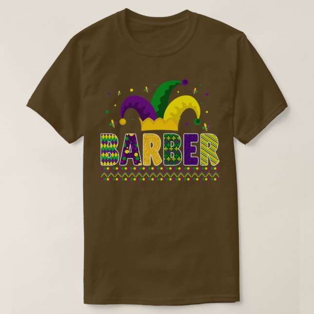 Funny Barber Mardigras Cute Barber T-Shirt (Design Front)