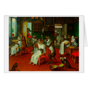 Funny Barber Shop Salon Cats Ape Monkeys Cards