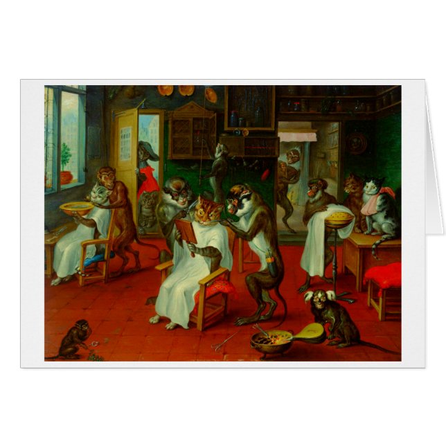 Funny Barber Shop Salon Cats Ape Monkeys Cards (Front Horizontal)