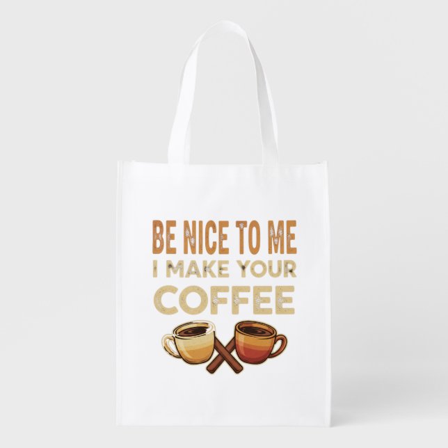 Funny Barista Cafe Lover Gift Grocery Bag (Front)