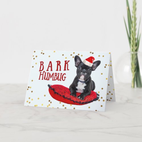 Funny BARK Humbug Cute Dog Lovers Christmas Holiday Card