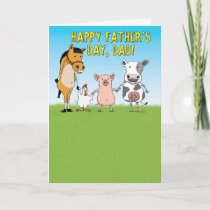 Funny Barn Animals Father's Day Card