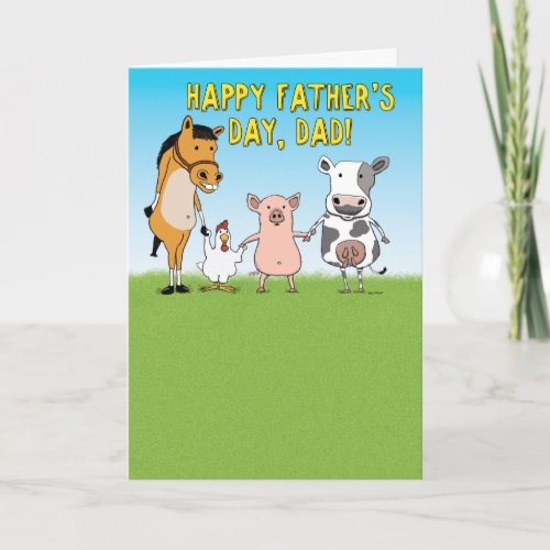 Funny Barn Animals Fathers Day Card