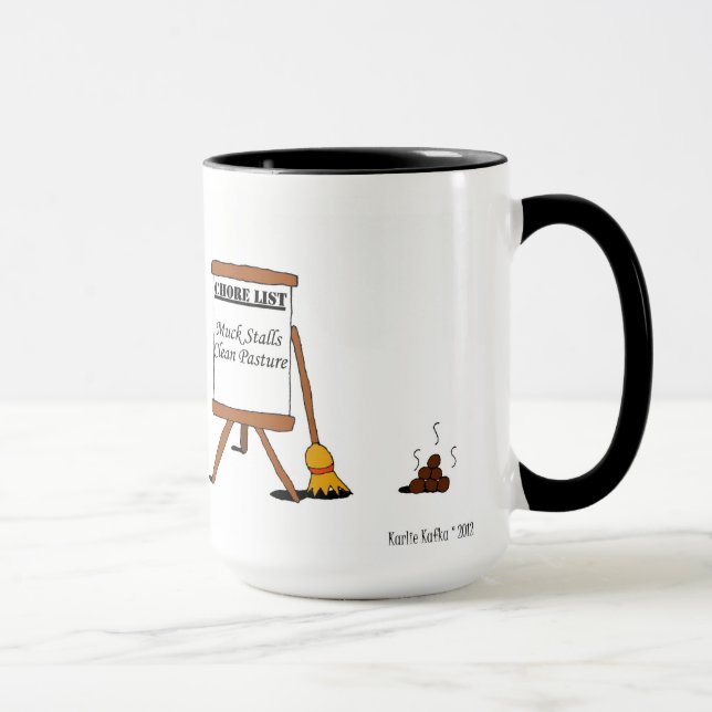 Funny Barn Chores Horse Cartoon Mug (Right)