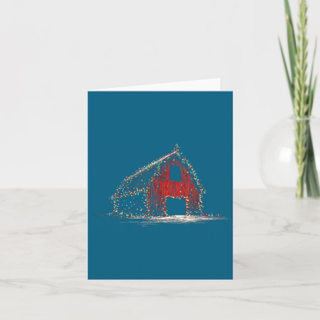 Funny Barn Christmas Graphics Lights Lover Farm Fa Card (Front)