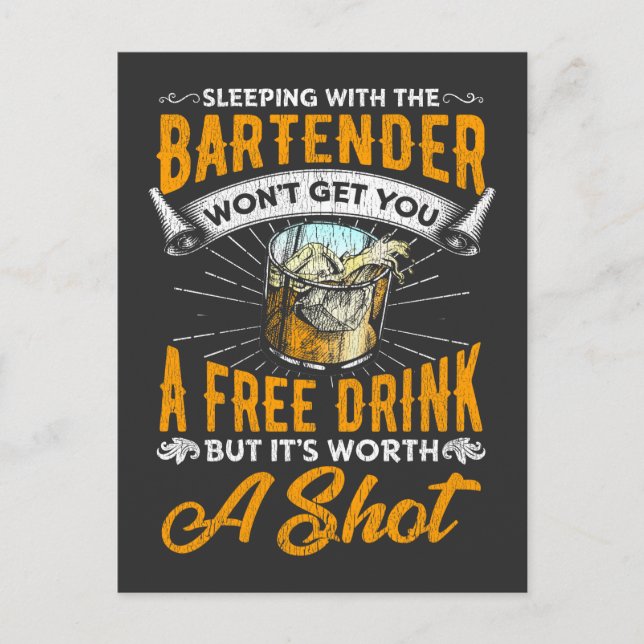 Funny Bartender Quote Bar Alcoholic Waiter Humor Postcard (Front)