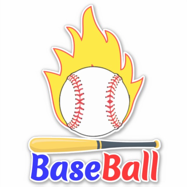 Funny Baseball Ball & Bat, Fan Sticker (Front)