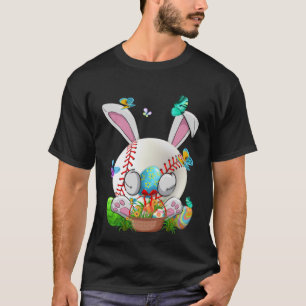 Funny Baseball Ball & Bats Bunny Ears Easter Day B T-Shirt
