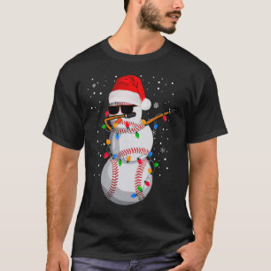 Funny Baseball Ball Santa Hat Dabbing Xmas Pajamas T-Shirt