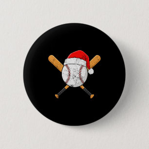 Funny Baseball Ball Santa Hat Xmas Pajamas Players Button