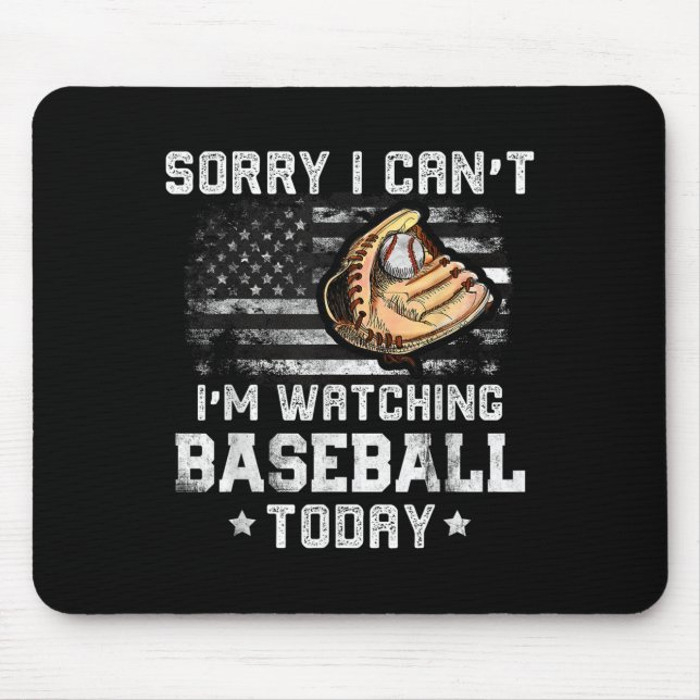 Funny Baseball Boys Sorry I Can't I'm Watching Bas Mouse Pad (Front)