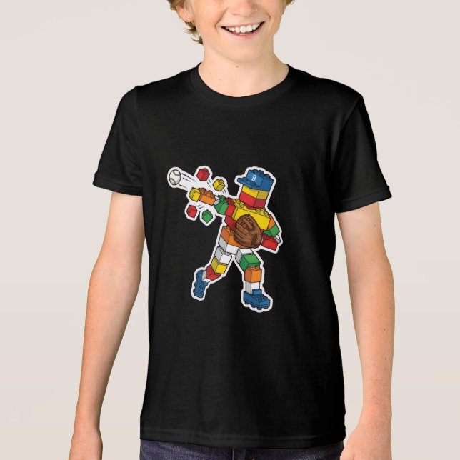 Funny Baseball Building Blocks Tri-Blend Shirt (Front)