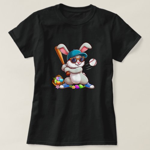 Funny Baseball Bunny Easter Shirts For Kids Boys 