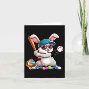 Funny Baseball Bunny Easter Shirts For Kids Boys T Card