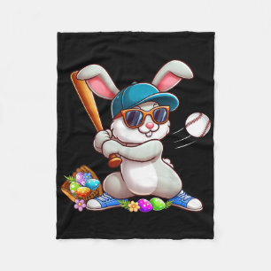 Funny Baseball Bunny Easter Shirts For Kids Boys T Fleece Blanket