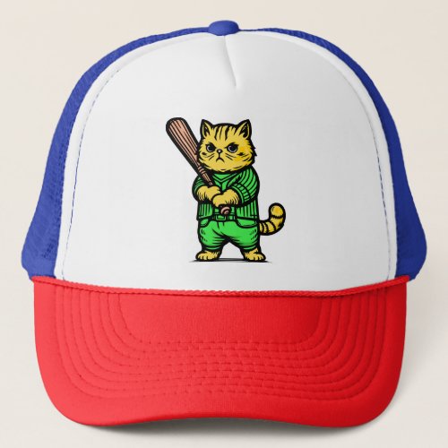 Funny Baseball Cat Trucker Hat