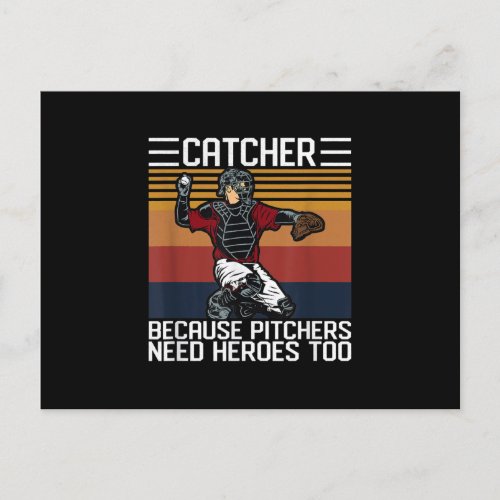 Funny Baseball Catcher  Vintage Pitchers Need Love Announcement Postcard