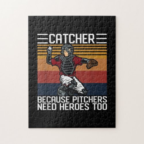 Funny Baseball Catcher  Vintage Pitchers Need Love Jigsaw Puzzle