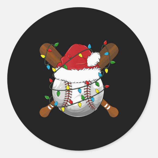Funny Baseball Christmas Matching Family Pajamas X Classic Round Sticker (Front)