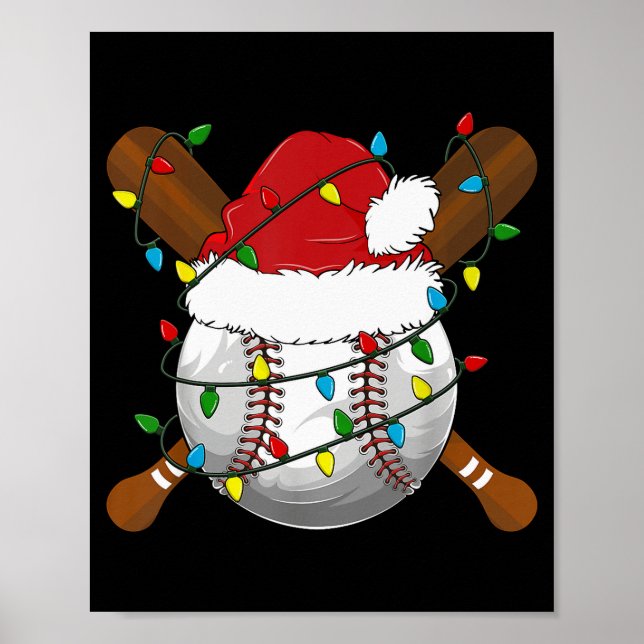 Funny Baseball Christmas Matching Family Pajamas X Poster (Front)