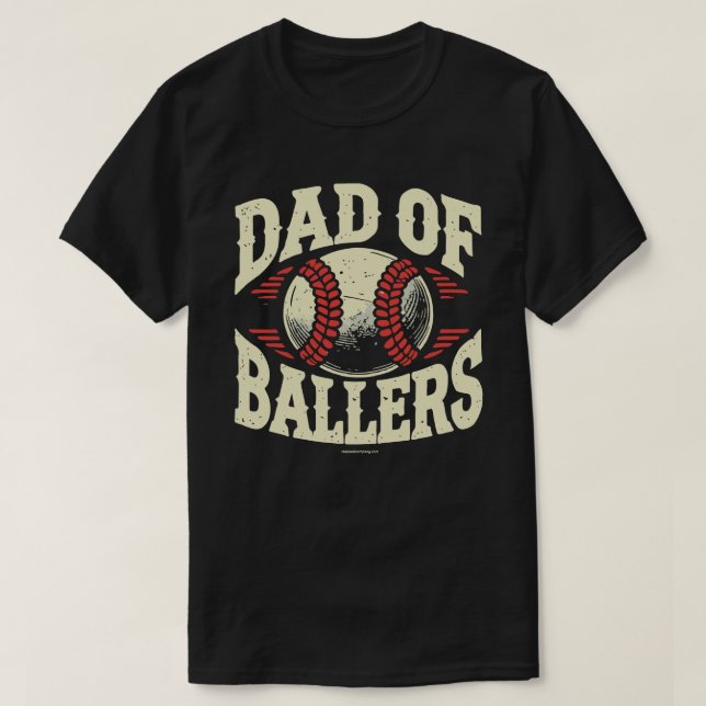 Funny Baseball Dad Graphic Tee - Dad of Ballers (Design Front)