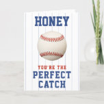 Funny Baseball Dirty Joke Spouse Happy Birthday Thank You Card<br><div class="desc">Funny,  naughty happy birthday card for husbands and wives who are the perfect catch!  Design features blue pinstripes and a baseball / softball.  Red white and blue color scheme.  Customize it with your own personal message.</div>