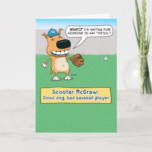 Funny Baseball Dog Birthday Card