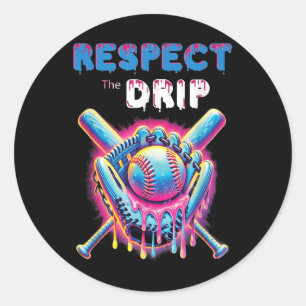 Funny Baseball Drip Ice Cream Dripping Respect The Classic Round Sticker