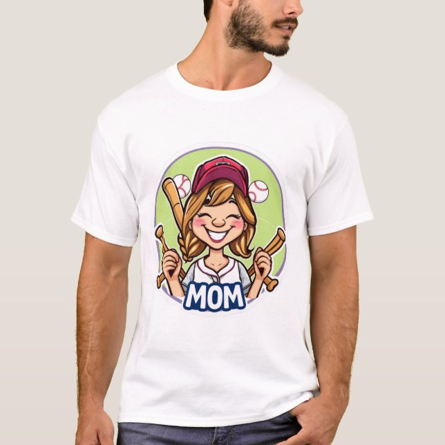  Funny Baseball Mom Baseball Mama Baseball Mom  T-Shirt (Front)