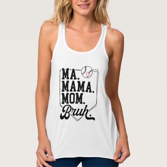 Funny Baseball Mom Bruh with Team Name and Number Tank Top (Front)