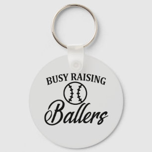 Funny Baseball Mom Dad Keychain