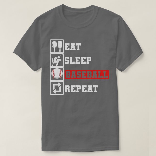 Funny Baseball Player Eat Sleep Baseball Repeat Ba T-Shirt (Design Front)