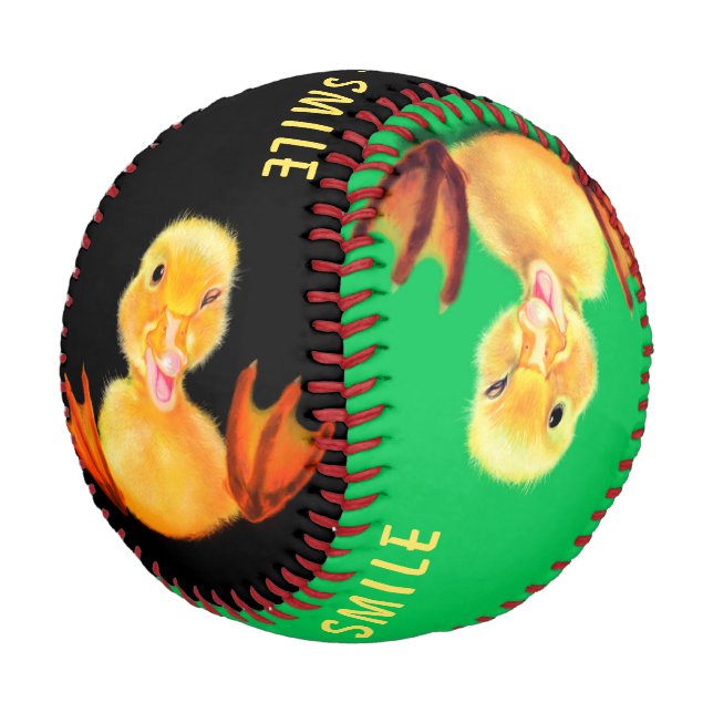Funny Baseball Playful Duck Smile - Custom Text (Angled)