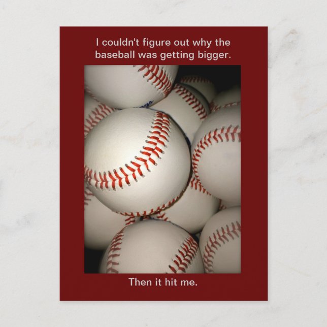 Funny Baseball Postcard, Puns, Postcrossing sports Postcard (Front)