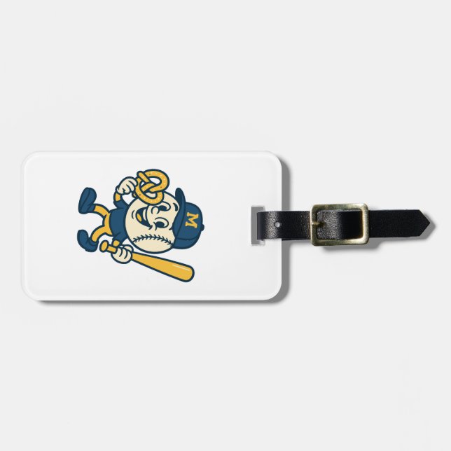 Funny Baseball Pretzel Mascot Cartoon Luggage Tag (Front Horizontal)