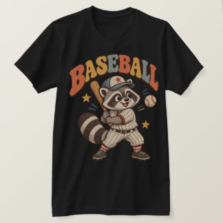 Funny Baseball Raccoon T-Shirt – Vintage Ballpark
