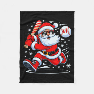 Funny Baseball Santa 67 Christmas Xmas Pajamas Boy Fleece Blanket